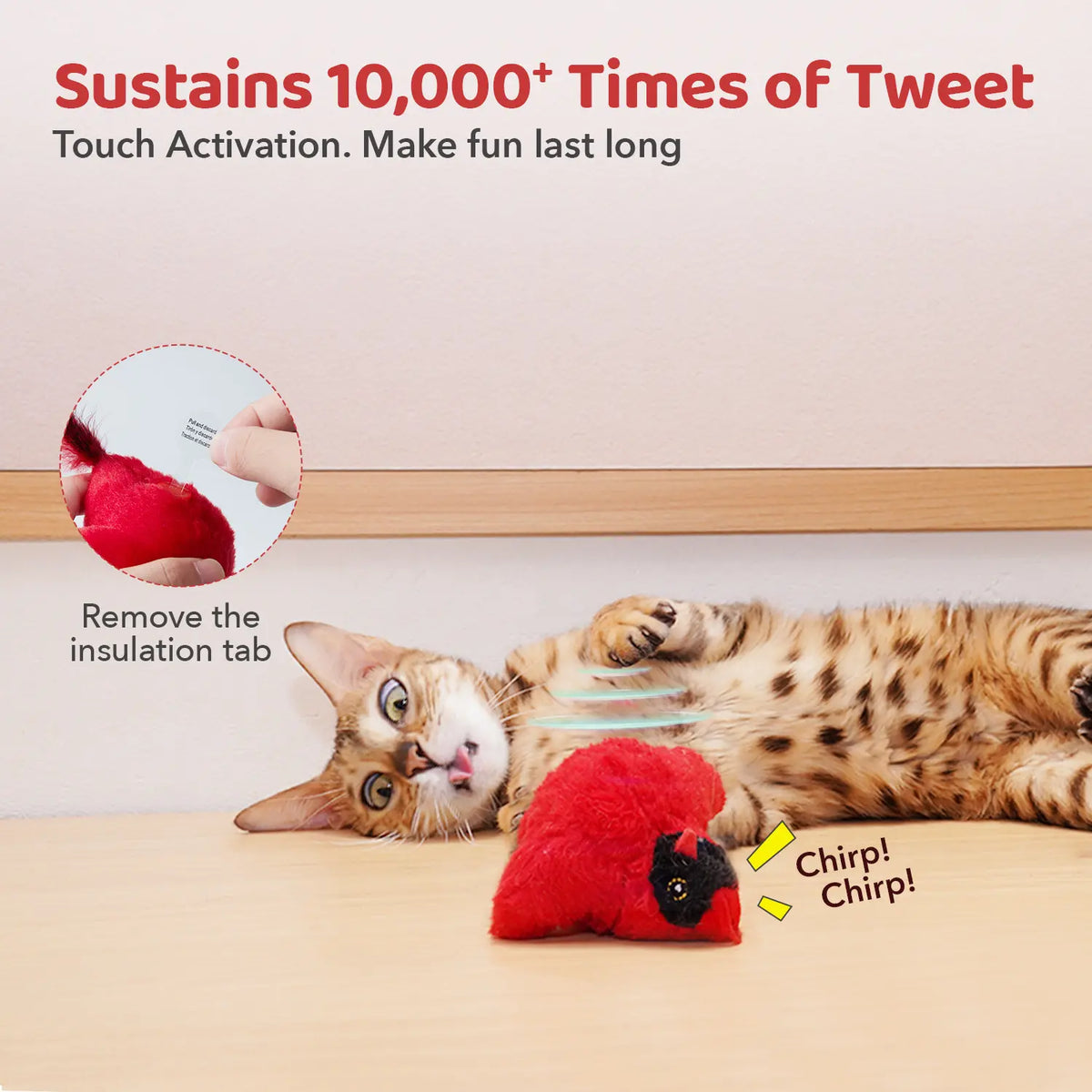 Potaroma (DON'T FLAP) 2-Pcs Chirping Bird Cat Toys with Silvervine, Interactive Cat Kicker, Lifelike Tweets, Indoor Kitty Exercise Toys #Summervibes #Petlovers