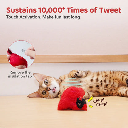 Potaroma (DON'T FLAP) 2-Pcs Chirping Bird Cat Toys with Silvervine, Interactive Cat Kicker, Lifelike Tweets, Indoor Kitty Exercise Toys #Summervibes #Petlovers