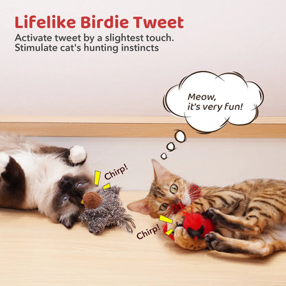 Potaroma (DON'T FLAP) 2-Pcs Chirping Bird Cat Toys with Silvervine, Interactive Cat Kicker, Lifelike Tweets, Indoor Kitty Exercise Toys #Summervibes #Petlovers
