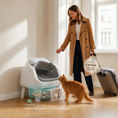 Petpivot Autoscooper 12 Lite Open-Top Automatic Self-Cleaning Cat Litter Box, Easy-Entry Front Step, Triple Safety Protection, No App Required,Sohochic