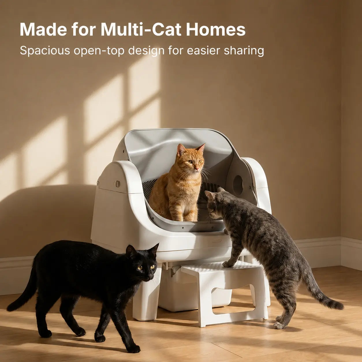 Petpivot Autoscooper 12 Lite Open-Top Automatic Self-Cleaning Cat Litter Box, Easy-Entry Front Step, Triple Safety Protection, No App Required,Sohochic