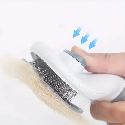 Self-Cleaning Pet Hair Removal Comb for Cats and Dogs - One Button Slicker Brush