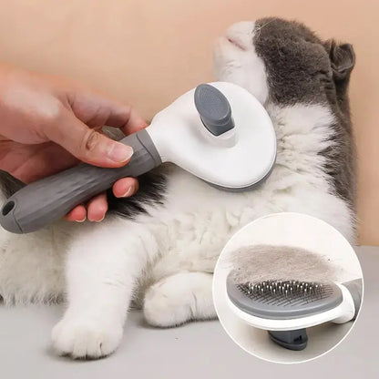 Self-Cleaning Pet Hair Removal Comb for Cats and Dogs - One Button Slicker Brush