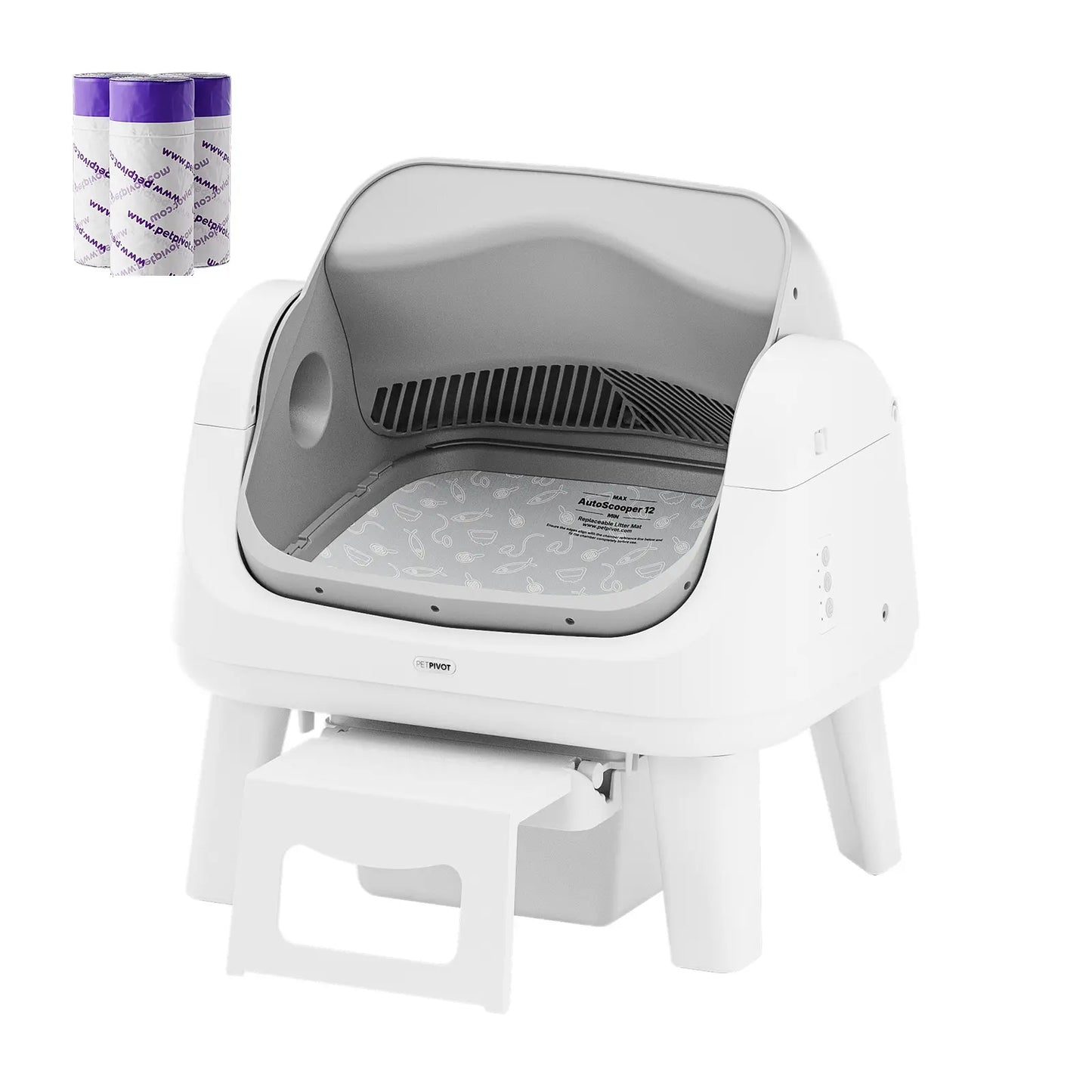 Petpivot Autoscooper 12 Lite Open-Top Automatic Self-Cleaning Cat Litter Box, Easy-Entry Front Step, Triple Safety Protection, No App Required,Sohochic