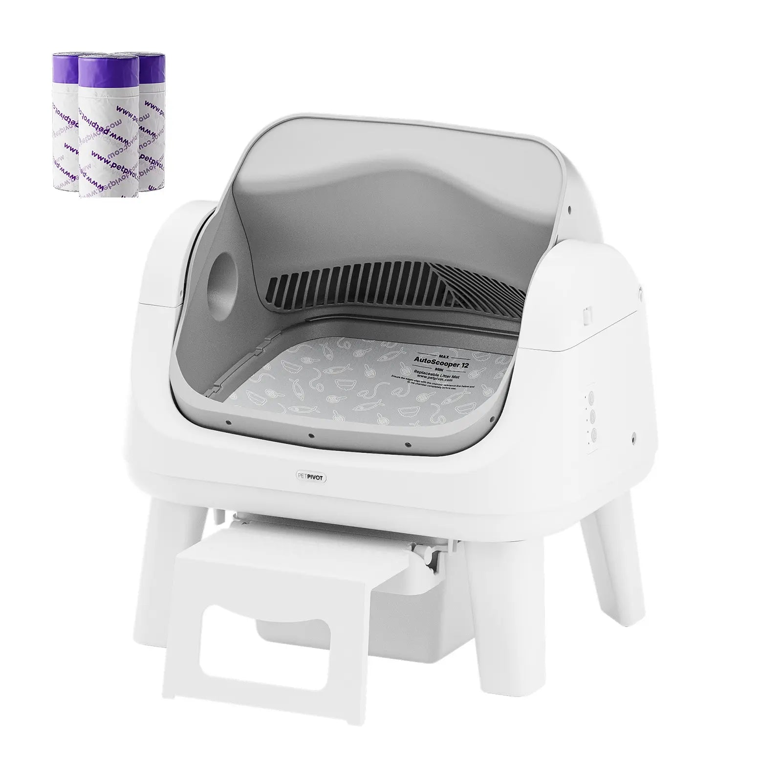 Petpivot Autoscooper 12 Lite Open-Top Automatic Self-Cleaning Cat Litter Box, Easy-Entry Front Step, Triple Safety Protection, No App Required,Sohochic