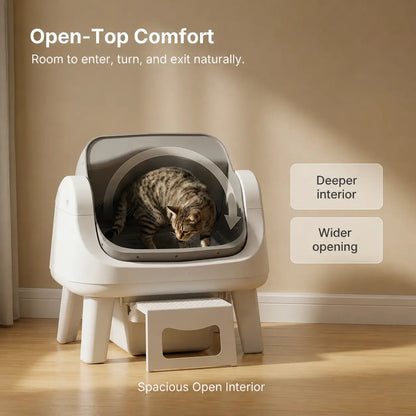 Petpivot Autoscooper 12 Lite Open-Top Automatic Self-Cleaning Cat Litter Box, Easy-Entry Front Step, Triple Safety Protection, No App Required,Sohochic