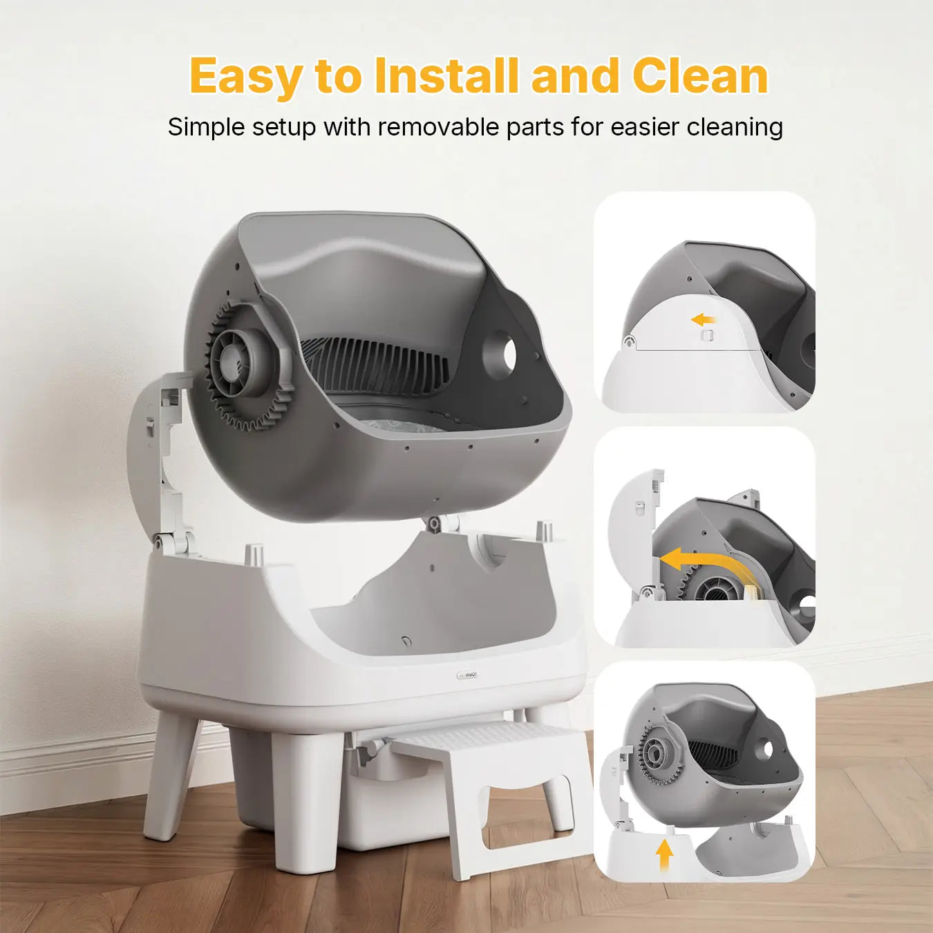 Petpivot Autoscooper 12 Lite Open-Top Automatic Self-Cleaning Cat Litter Box, Easy-Entry Front Step, Triple Safety Protection, No App Required,Sohochic