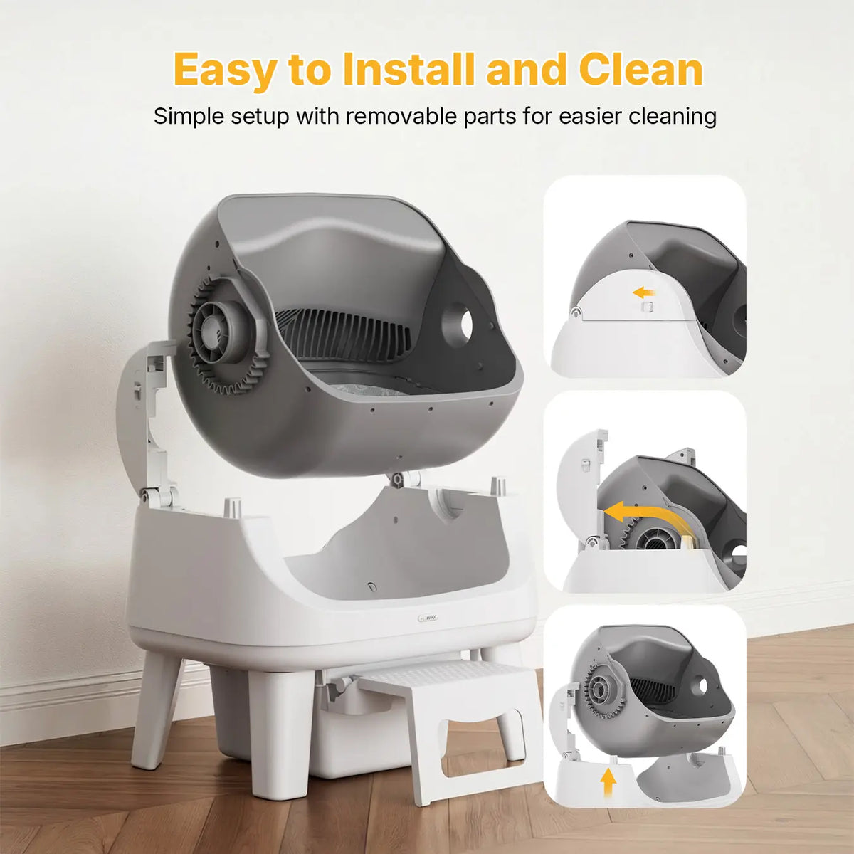 Petpivot Autoscooper 12 Lite Open-Top Automatic Self-Cleaning Cat Litter Box, Easy-Entry Front Step, Triple Safety Protection, No App Required,Sohochic